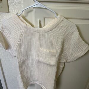 NWT Madewell Lightspun Renwood Button-Back Top in Cream